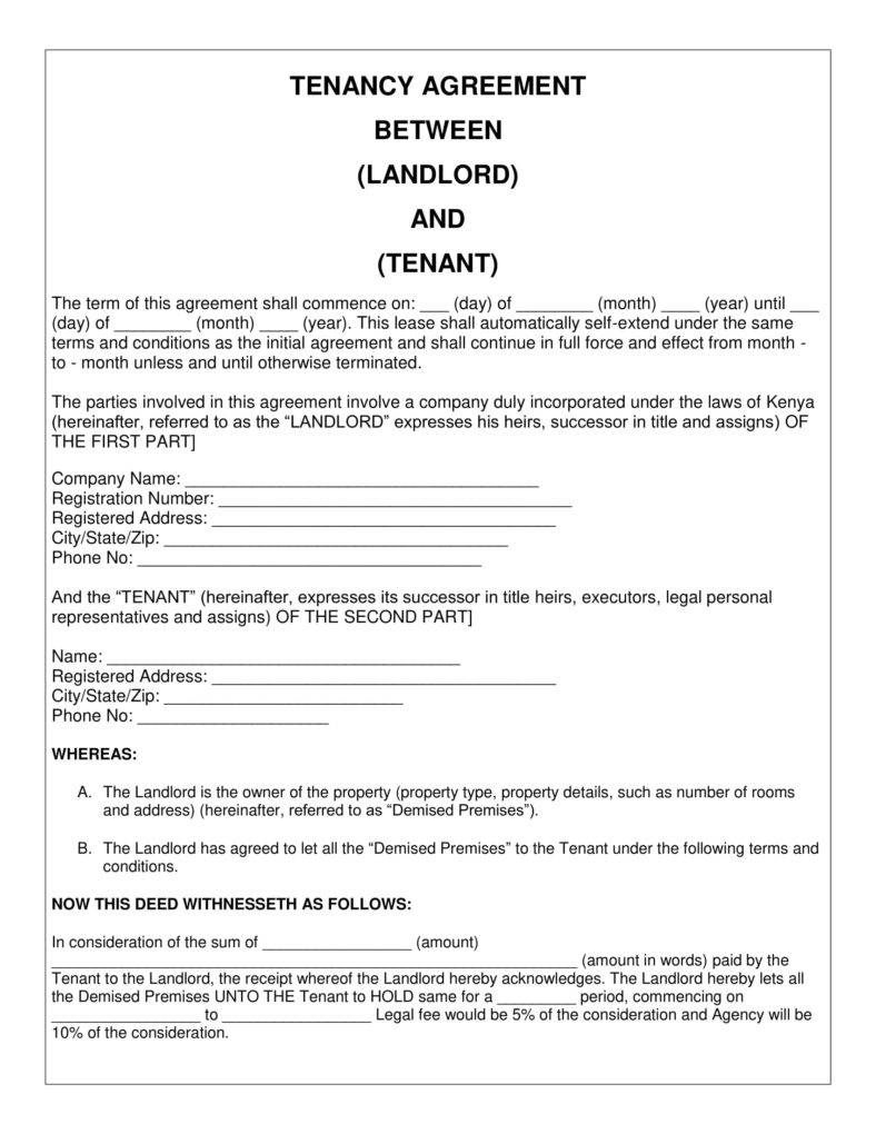 Rental Agreement Format