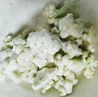 Batter coated Gobi Cauliflower florets for Gobi Cauliflower Manchurian recipe