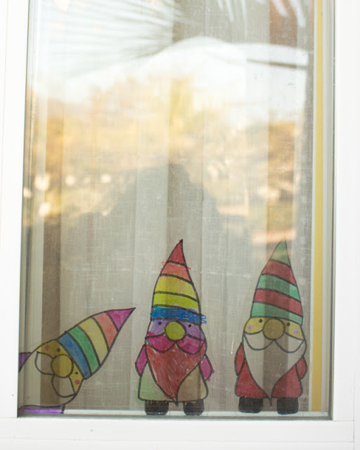 Easy Recycled Gnome Suncatcher Kids Craft for winter holidays