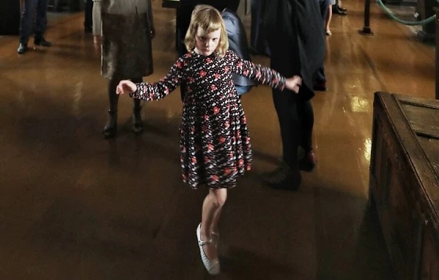 Princess Gabriella wore an evita corduroy dress by Jacadi. President Michael D Higgins and Sabina. Princess Charlene