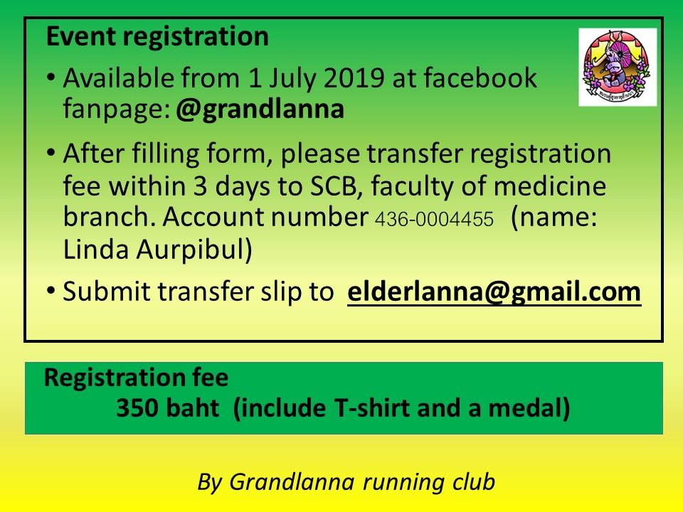 ล้านนาพาวิ่ง ครั้งที่ 3 Run with Senior Lanna 3rd วันอาทิตย์ที่ 13 ตุลาคม 2562 เวลา 06.00 น. ณ สถาบันการพลศึกษา จังหวัดเชียงใหม่