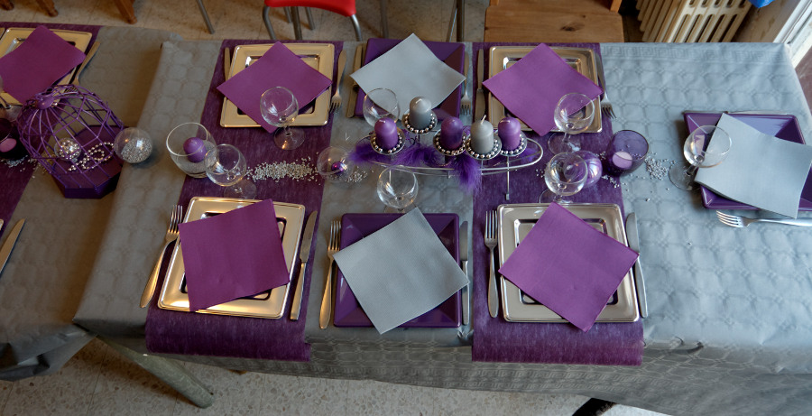 Chez Sayssile Deco De Table Violet Et Argent