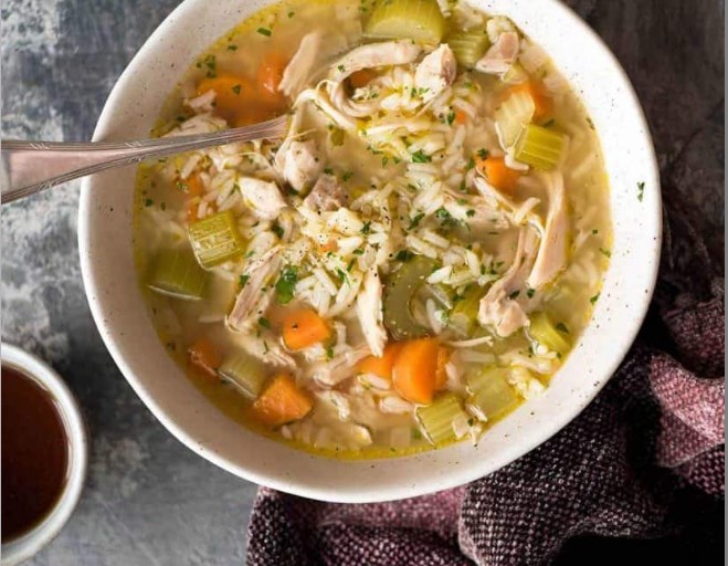 Chicken Rice Soup Stove Top or Slow Cooker easy dinner