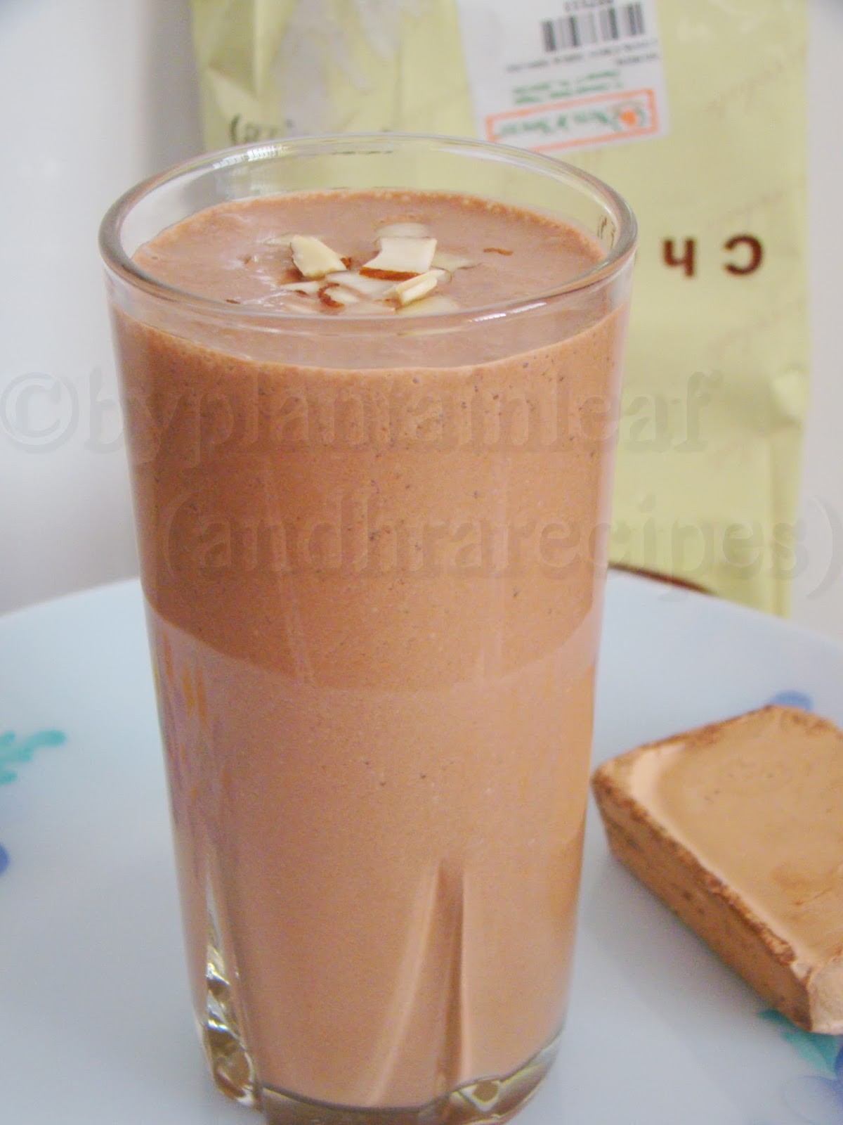 plantain leaf(Andhra Recipes) Chocolate Lassi