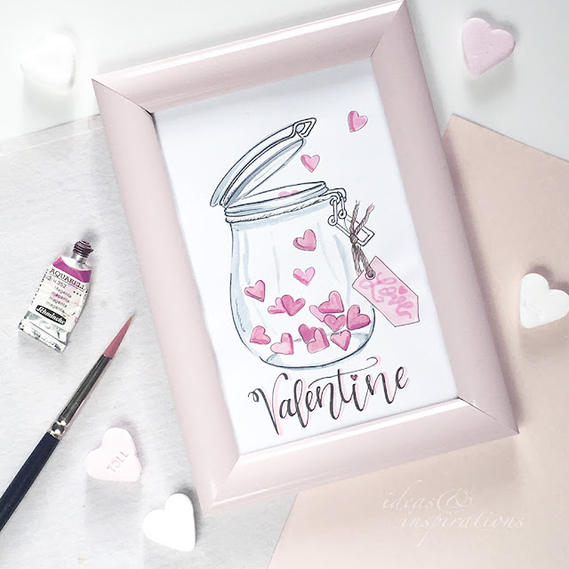 Last Minute DIY - Valentinsgeschenk mit Handlettering und Watercolor