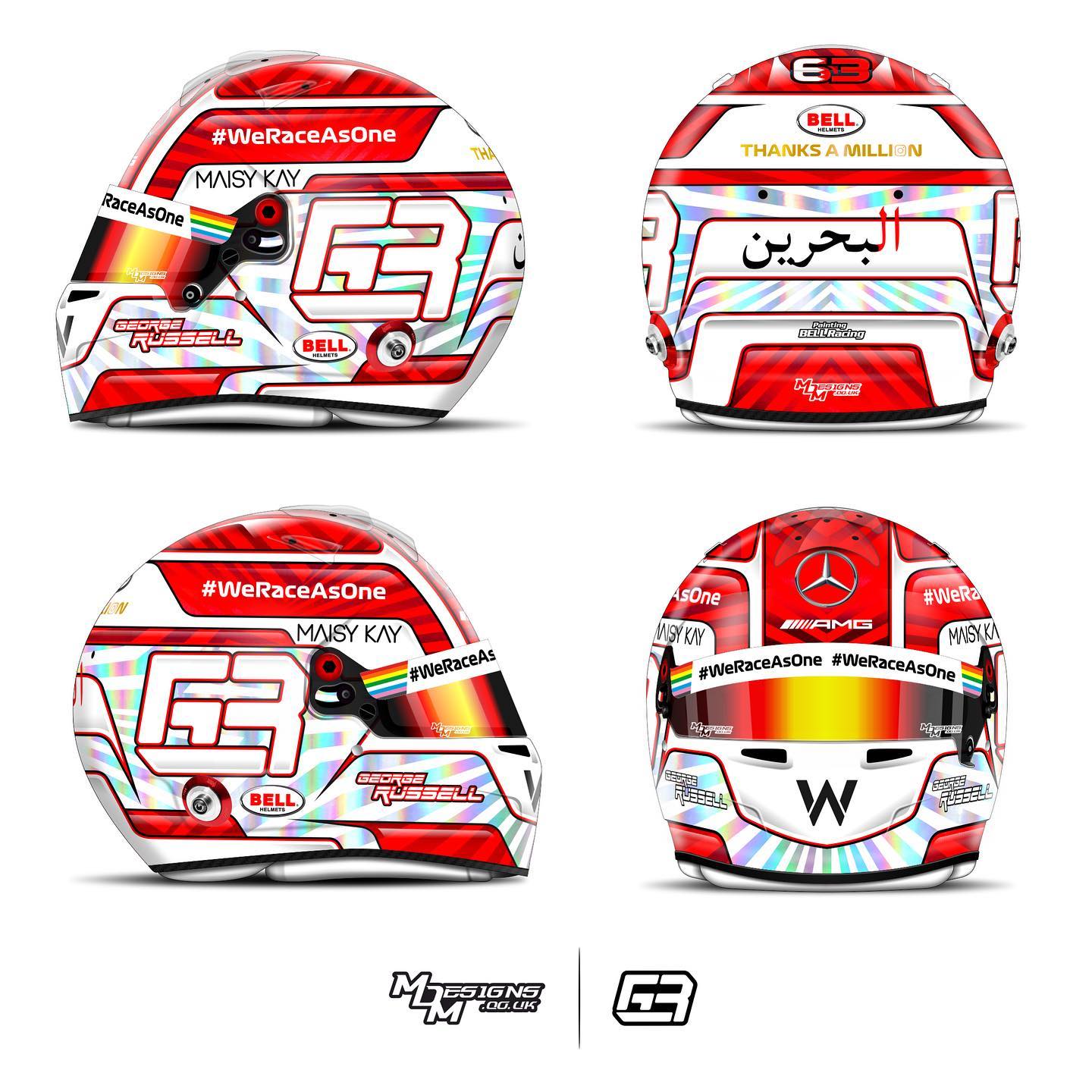 Racing Helmets Garage Bell HP77 G.Russell Bahrain 2020 by MDM Designs