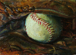 baseball painting oil impressionists father happy 5x7 mitt paintings canvas painted