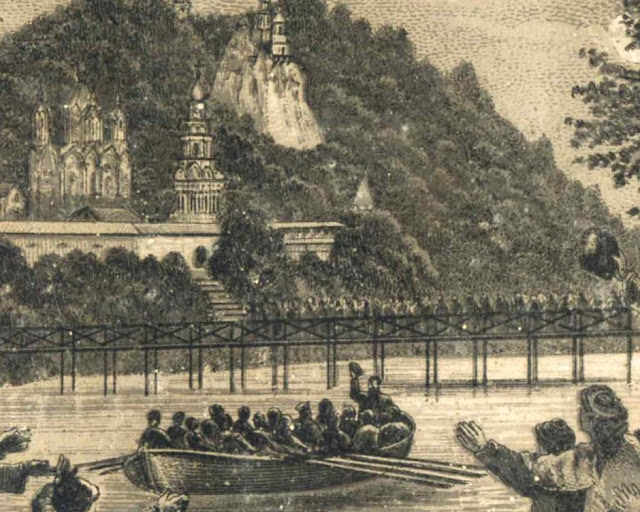 Вот на такой большой весельной лодке 15 августа 1861 года плавал сам император Александр, посетившей обитель. 