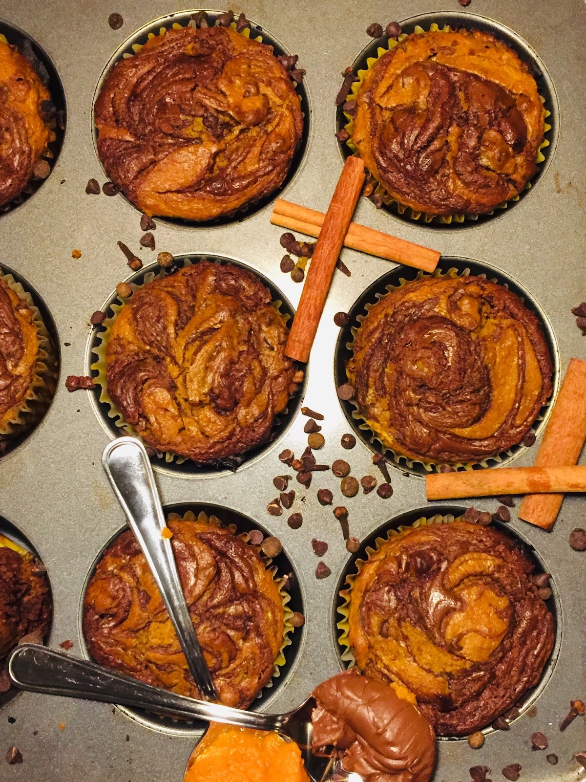 Pumpkin Chocolate Hazelnut Muffins