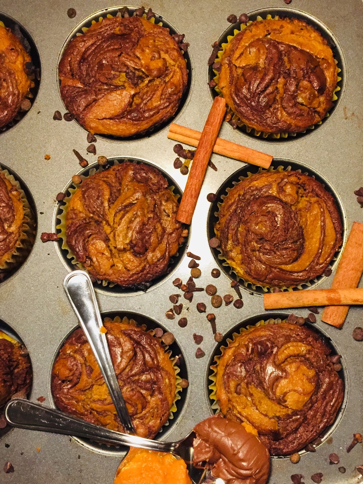 Pumpkin Chocolate Hazelnut Muffins
