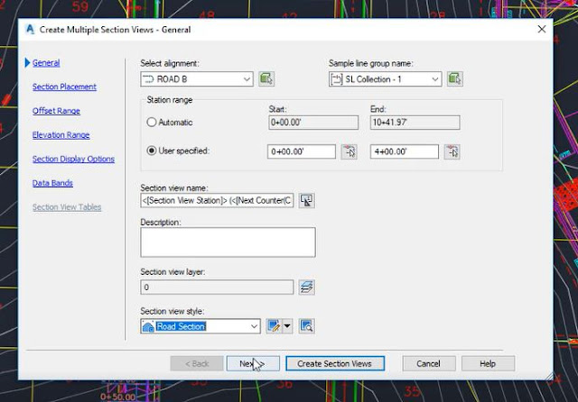 Create multiple section views in Autodesk Civil 3D