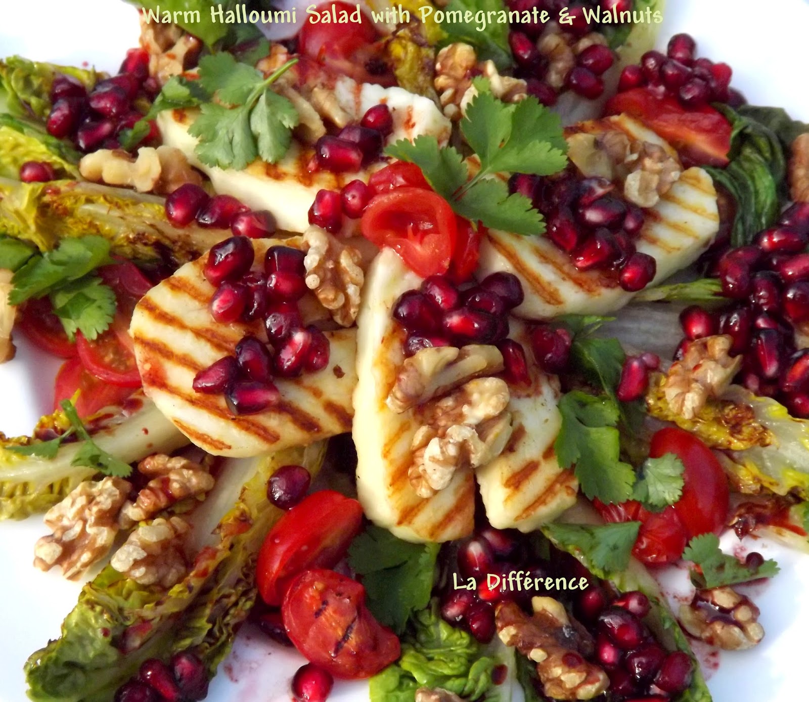 La Différence Warm Halloumi Salad with Pomegranate and Walnuts