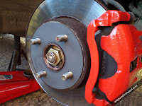MG ZR Rover 25 wheel spacer fitted red caliper