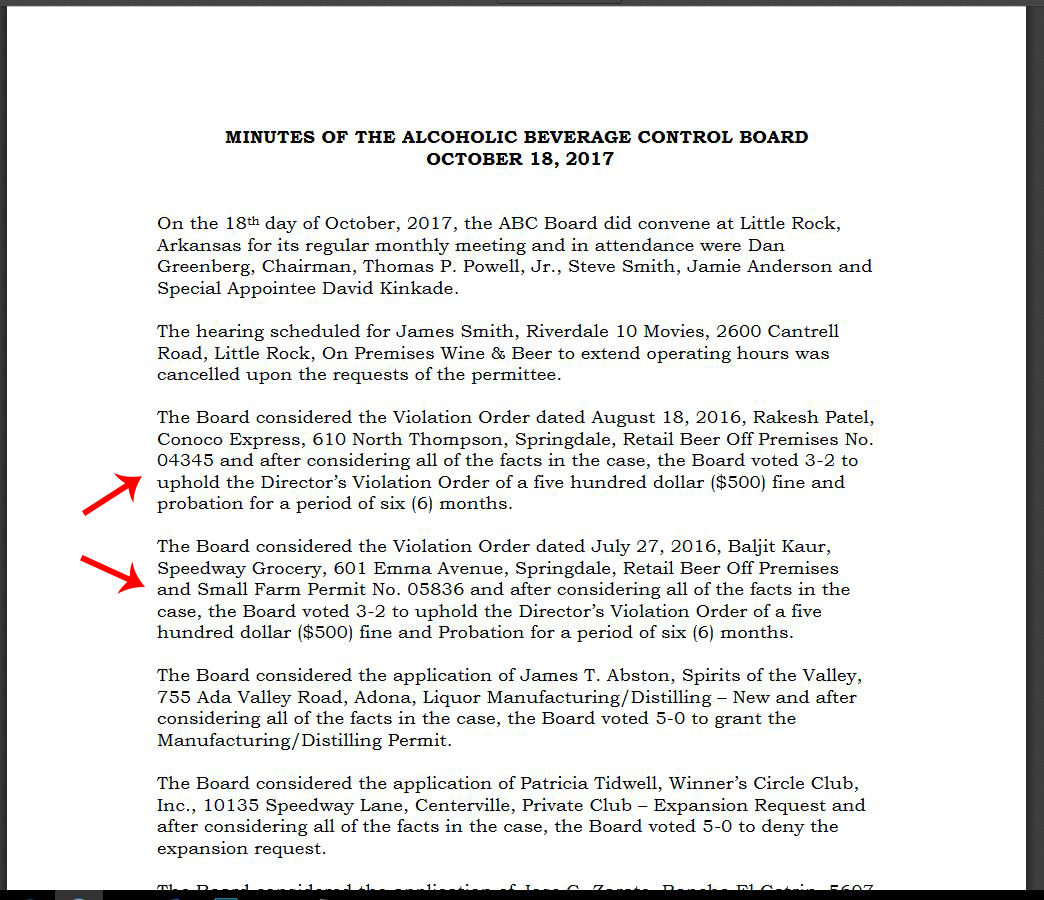Bad Arkansas Alcoholic Beverage Control Division ABC BOARD MAKES MORE