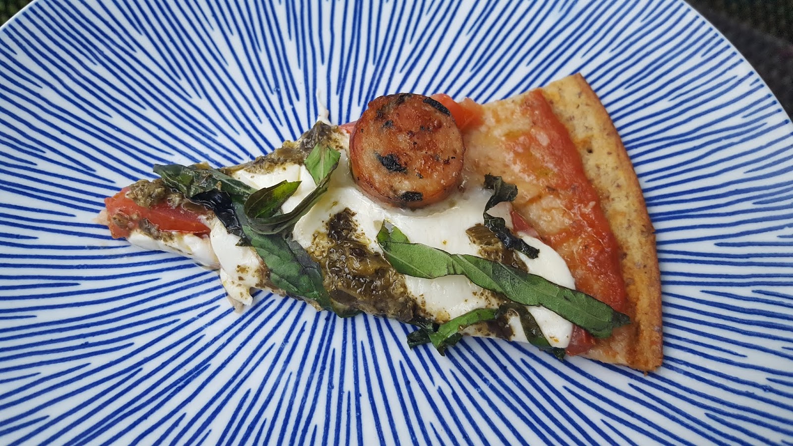 Margherita Pizza with Sausage and Pesto