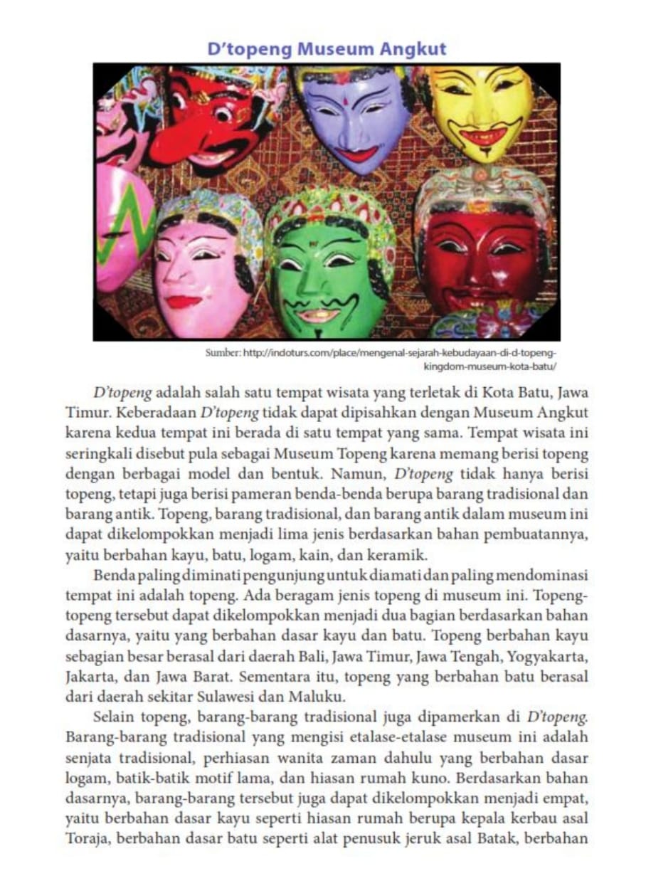 Gagasan Pokok Teks D’topeng Museum Angkut dan Ringkasan