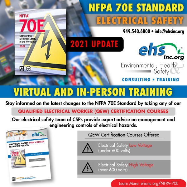 ehsInc Blog NEW 2021 NFPA 70E Standard! Stay Informed.