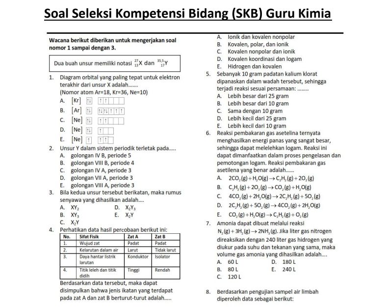 Materi Soal Skb Guru Kimia Cpns 2020 Seleksi Kompetensi Bidang Antapedia Com