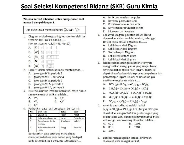 Materi Soal SKB Guru Kimia CPNS 2020 (Seleksi Kompetensi Materi Soal SKB Guru Kimia CPNS 2020 (Seleksi Kompetensi