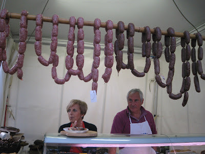 Sausage and meat food stall Orbetello Tuscany