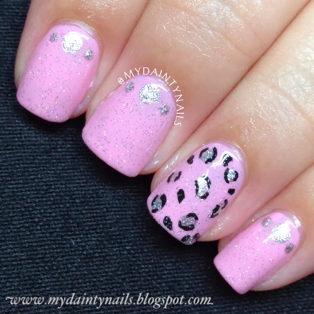 My Dainty Nails: Sweet pink nails with leopard prints