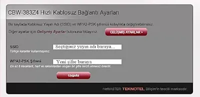 netmaster uydunet modem kullanıcı adı değiştirme