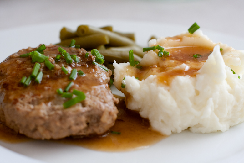 Melt Salisbury Steaks with Garlic Mashed Potatoes