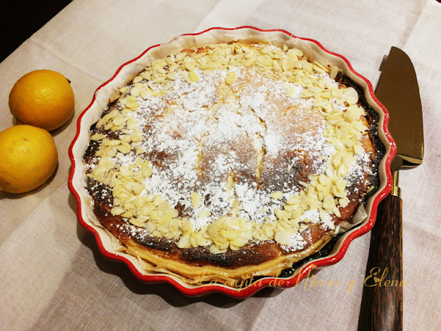 Tarta de queso de cabra, limón y almendras