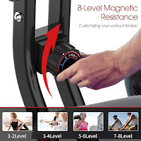 Pooboo x7 Folding Exercise Bike's turn-dial tension knob with 8 magnetic resistance levels, image