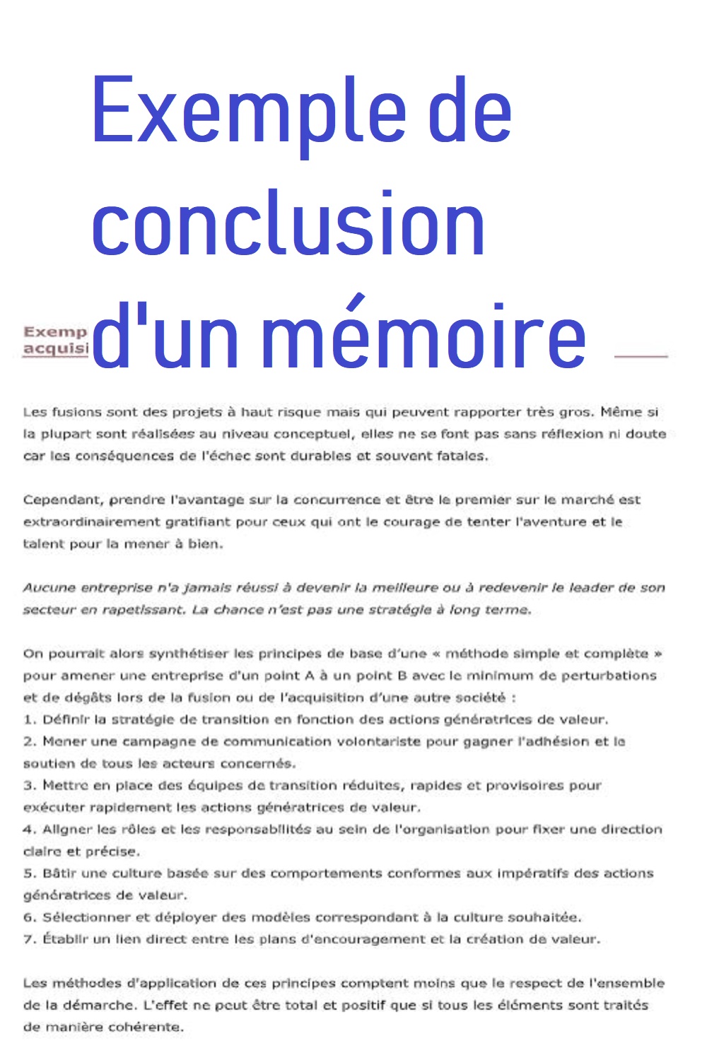 Conclusion mémoire exemple word