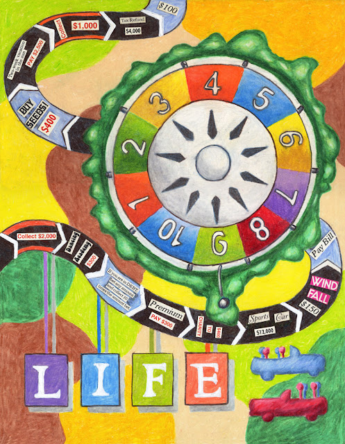 Colored pencil drawing -- game of Life