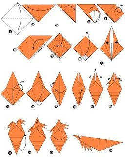 membuat udang menggunakan kertas origami