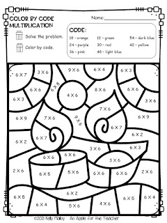 Diwali Color by Number Multiplication candle black and white