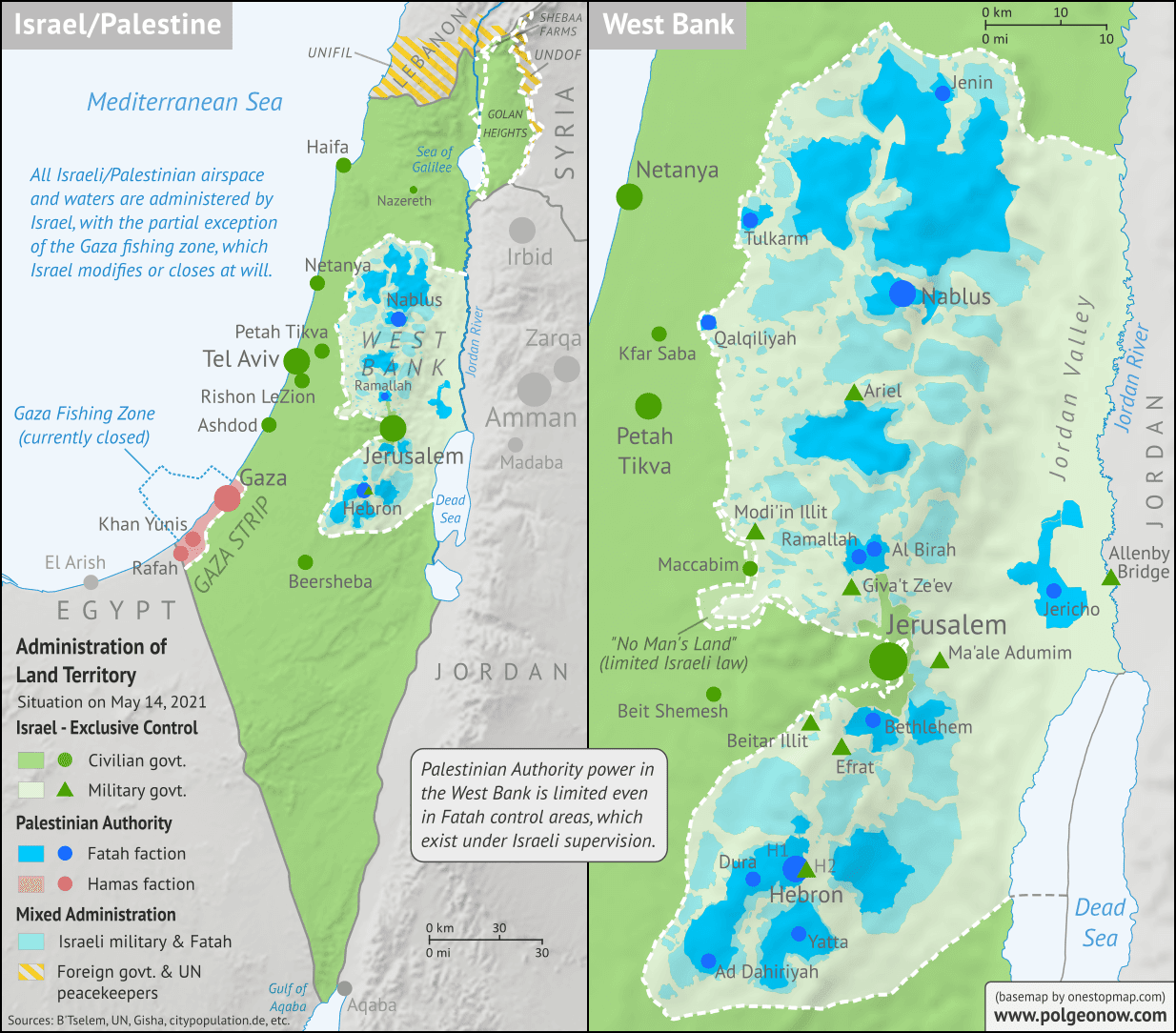 Israel / Palestine Map: Who Controls What in May 2021? - Political ...