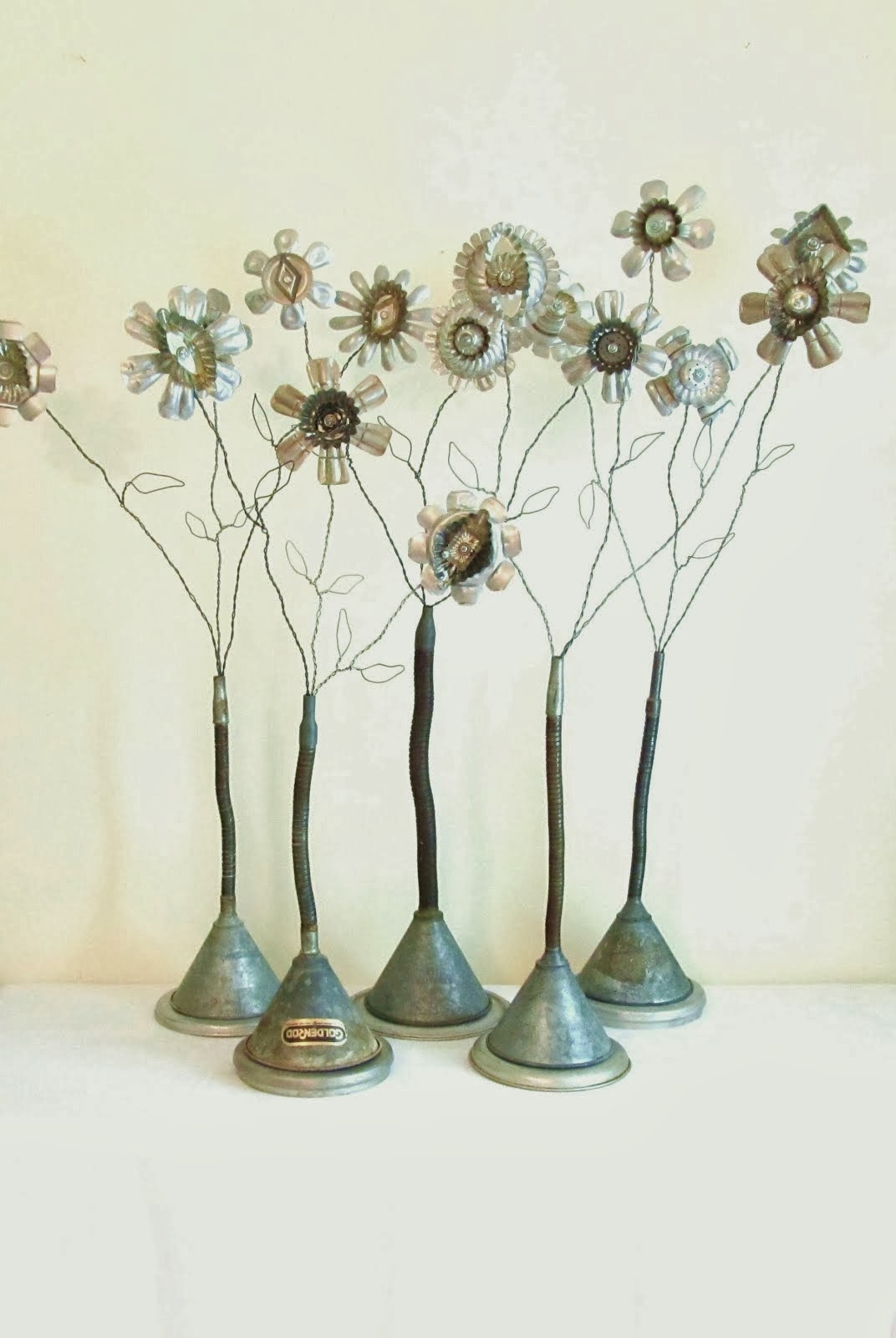 Metal collage flower art