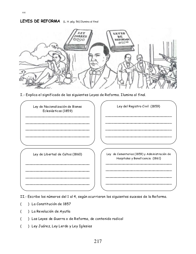 HISTORIA DEL SIGLO XIX CCE CS223 EL LIBERALISMO EN LAS LEYES Y GUERRA DE REFORMA Y SU IMPACTO