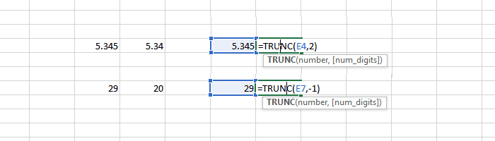 ฟังก์ชัน Trunc ใน Office Excel