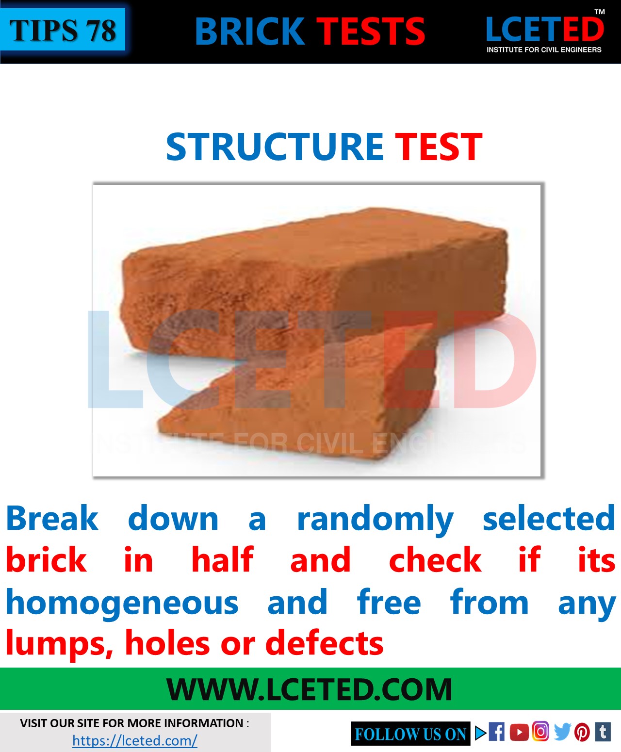 TYPES OF TESTS ON BRICKS USED BY CIVIL ENGINEERS lceted LCETED