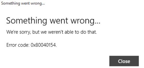 ข้อผิดพลาดแอป Windows 10 Mail 0x80040154