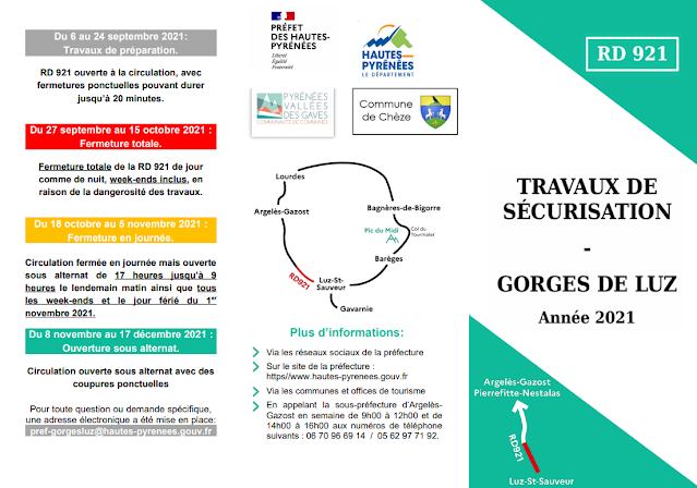 Fermeture de la route des gorges de Luz automne 2021 Hautes Pyrénées
