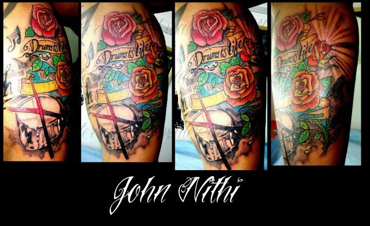 Salt Water Ink: In Colour: Drums is Life, Music Tattoo