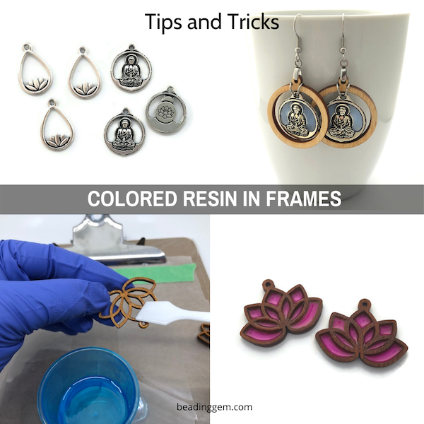 Tips on Adding Colored Resin Within Open Frame Charms and Laser Cut Wood /  The Beading Gem
