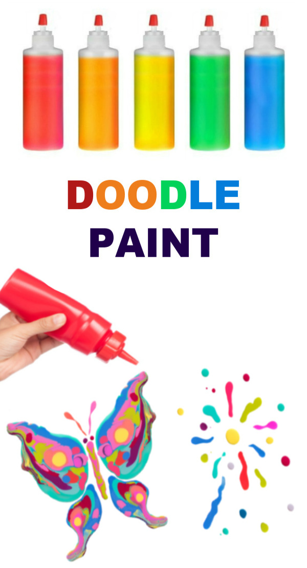 Make doodle paint for kids using only 2 ingredients!  This "drawing dough" is so easy to make, and kids are sure to have a blast! #doodleart #doodlepainting #doodlepaint #drawingdough #gluecrafts #gluepainting #gluepaint #glueartforkids #coloredglue #rainbowglue #homemadepaint #homemaepaintrecipe #growingajeweledrose