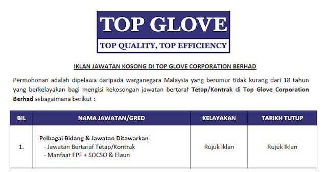 top gloves jobs