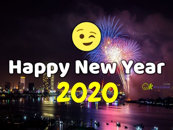 Celebrating New Year Happily on 2020 with fireworks. Celebrating New Year Happily on 2020 with fireworks.