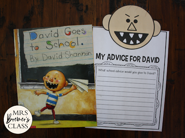 David Goes to School book study activities unit with Common Core aligned literacy companion activities and craftivity for Kindergarten and First Grade