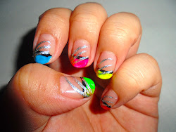 nail neon tip french colors arts