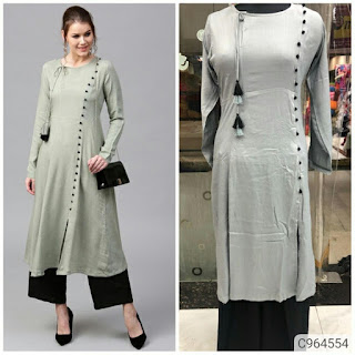 Gorgeous Pure Rayon Cotton Solid With Potali Button Kurti Set