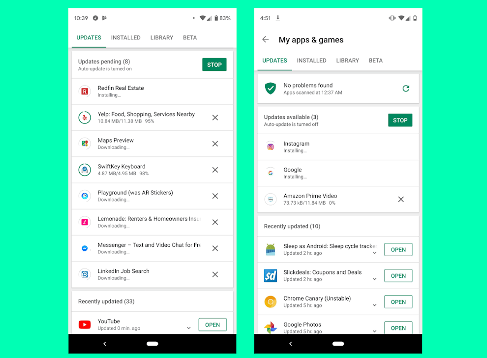 Google Play Store is testing simultaneous downloads for app updates