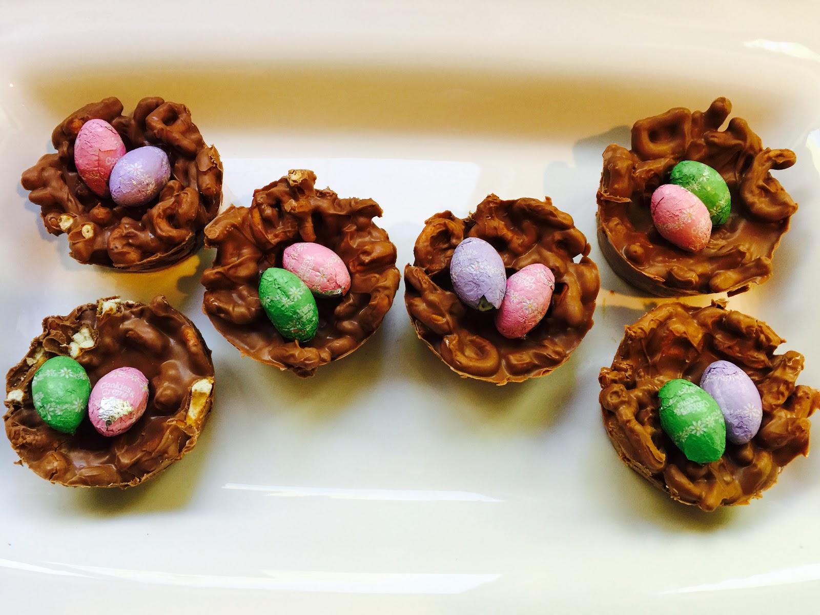 doughreme NoBake Chocolate and Pretzel Egg Nests